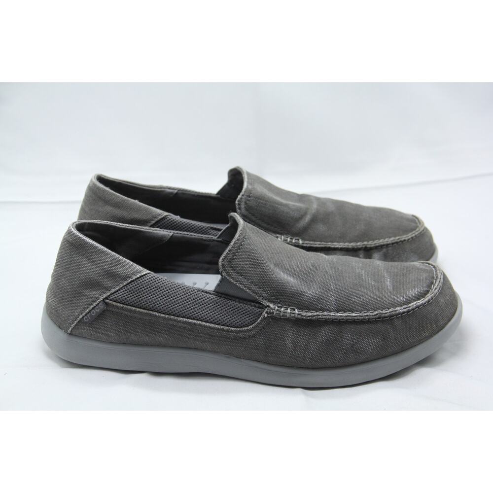 Crocs Santa Cruz Shoes Mens Size 14 Gray Canvas Loafers Slip On Boat